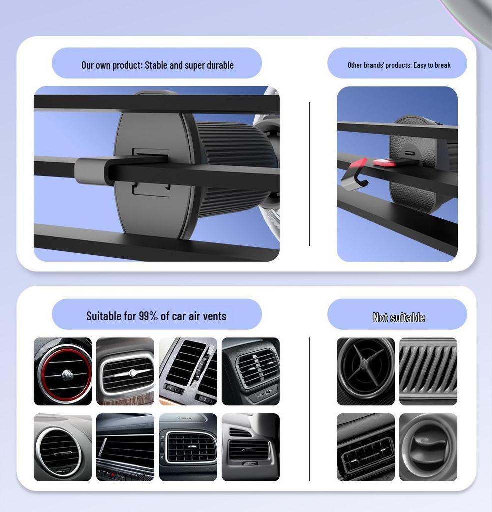 2026 Magnetic Smart Fan Car Phone Holder with Ambient Light & Wireless Fast Charging