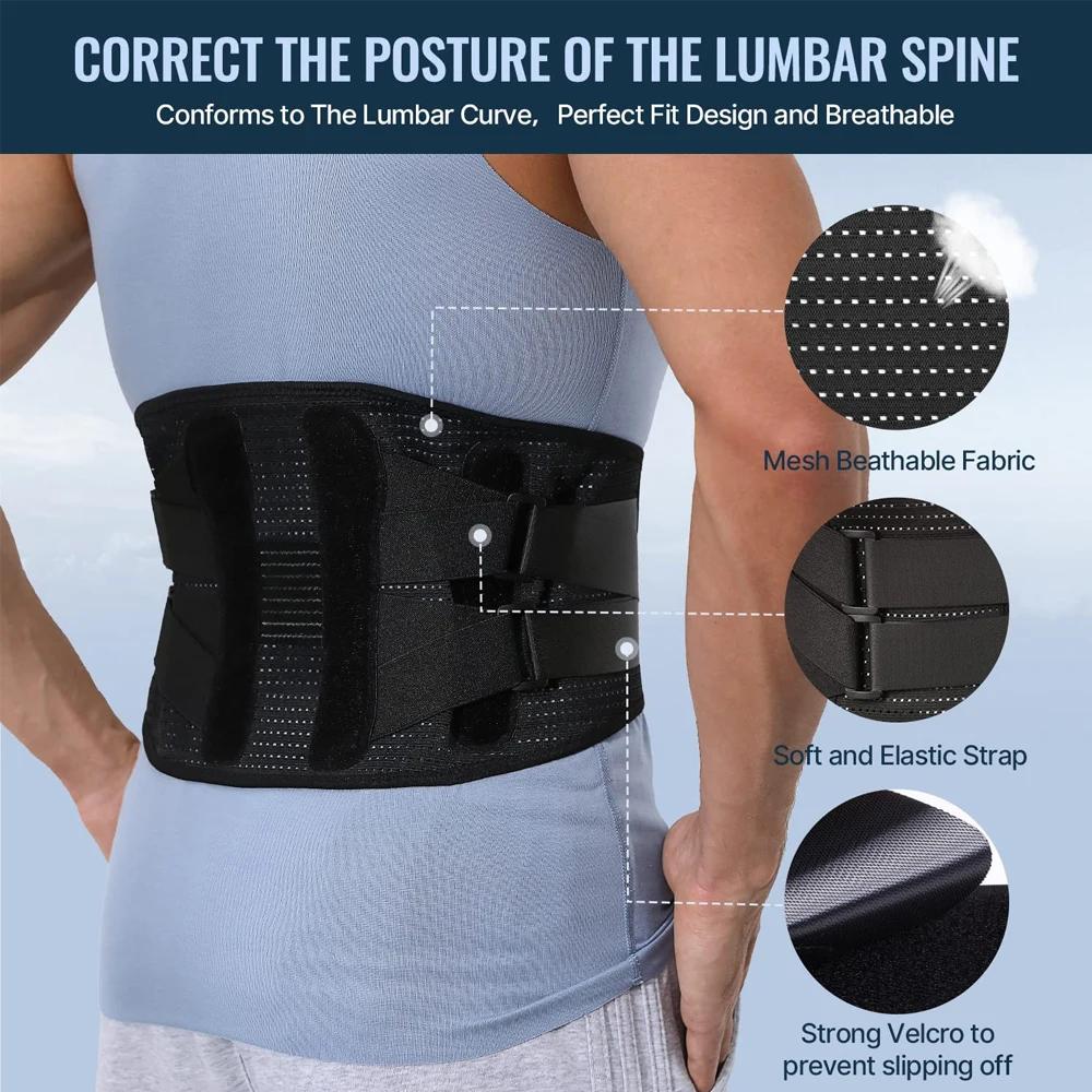 Back Brace For Lower Back Pain Relief With 4 Stays Adjustable Lumbar Support Belt For Sciatica