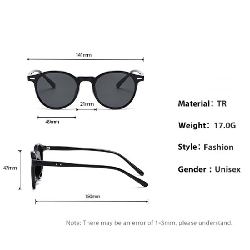 Modische Transparente Runde Rahmen Sonnenbrille für Damen Lässig Fahren Outdoor Brille Herren Kunststoff Ultraleicht UV400 Brille