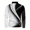 Spring and Autumn Men's Long Sleeved Polo Shirt with Digital Printing for Comfortable Daily Cross Border Popular Men's Clothing