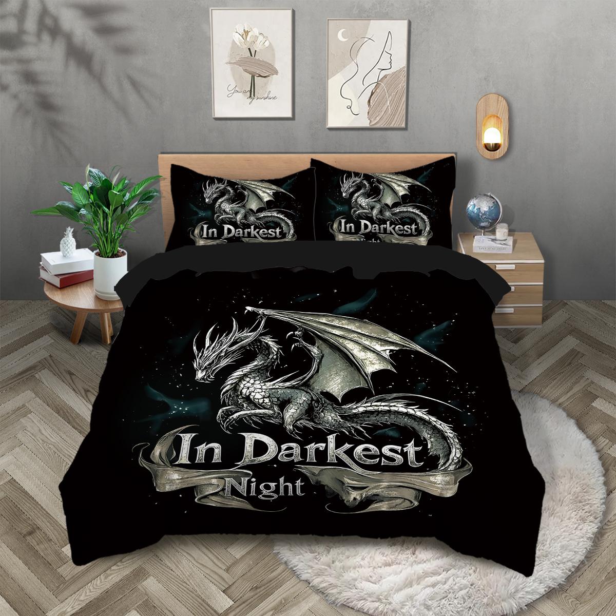 

Комплект постельного белья с принтом в виде дракона, 3 предмета, 1 пододеяльник + 2 наволочки, подходит для спальни подростков и взрослых, подарок на день рождения 135x200cm-EU-Single