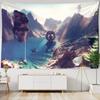 Mountain And Stone Tapestry Wall Hanging Natural Scenery Sailboat Bohemian Hippie Table Mat Bedroom Home Decor