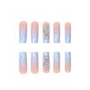 Ins Style Long Wear Armor Diamond Pendant Blue Gradual Change Line Fake Nail Patch Finished Nail Sticker Cross-border