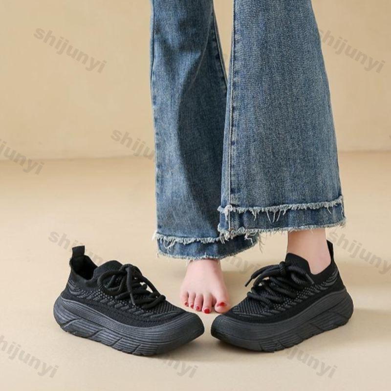 Fashion Women's Casual Shoes 2025 Knit Mesh Sport Shoes Slip-On Comfortable Breathable Versatile Spring Autumn EVA Insole Rubber Outsole