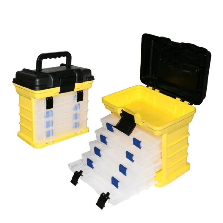 Fishing Box, Fishing Container Storage, Fishing Equipment Container 4 Layer Fishing Tackle Box with Handle for Fishing