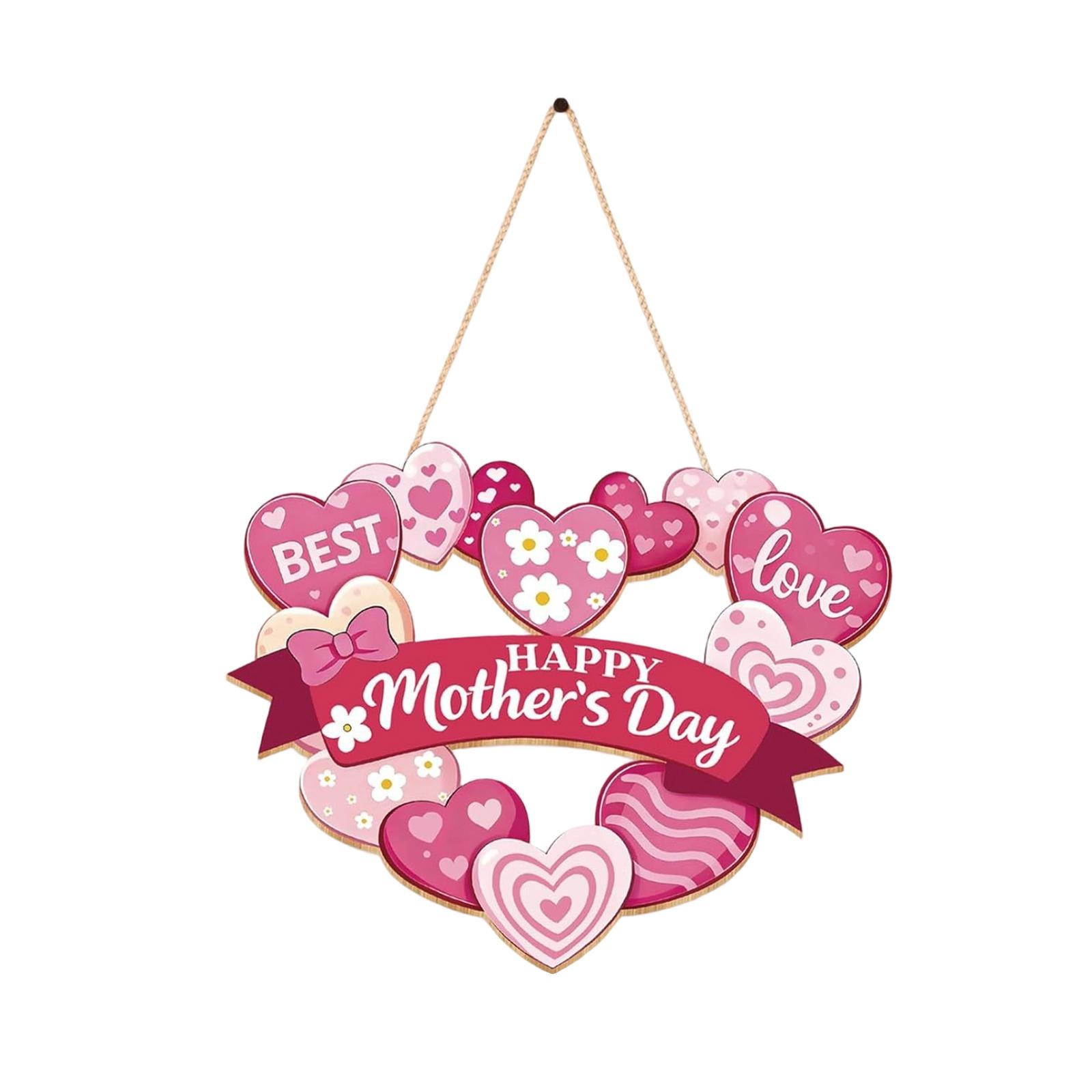 

30cm Letter Print Floral Wreath Hanging Decoration for Mother s Day Father s Day Front Door Family Home Seasonal Celebration Accessory One Size рожевий