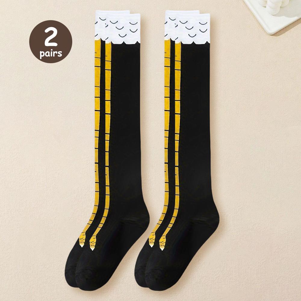 1/2/5 Pairs Women Knee High Socks Trendy Cartoon Funny Chicken Claw Socks Fitness Sports Casual Slim Leg Long Tube Socks Women