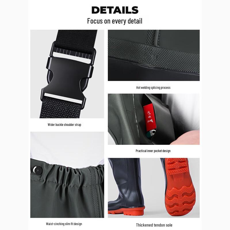 Yudoduo Men's Green Waterproof Fishing Waders with Boots