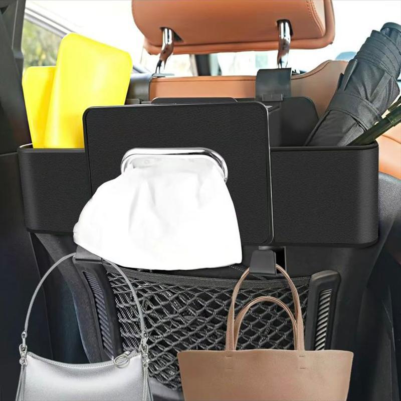 Multifunktionaler Auto-Rücksitz-Aufbewahrungs-Organizer Kratzfeste Taschentuchbox mit 2 Getränkehaltern Universeller Stauraum Aufräumen