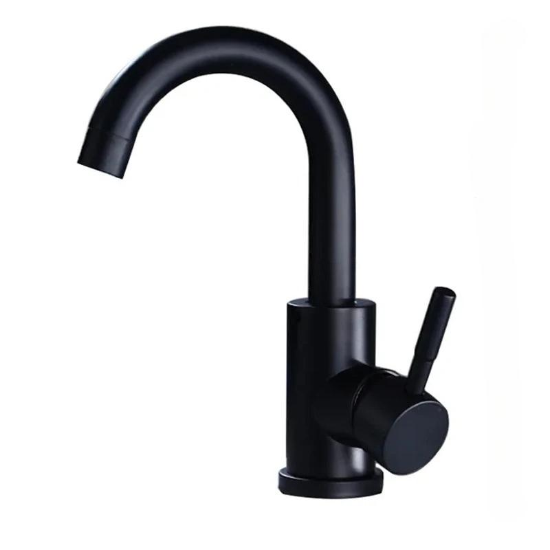 

Black/Nickel Bathroom Basin Faucet Stainless Steel Hot Cold Wash Mixer Crane Tap 360 Rotation Sink Faucets Single Handle
