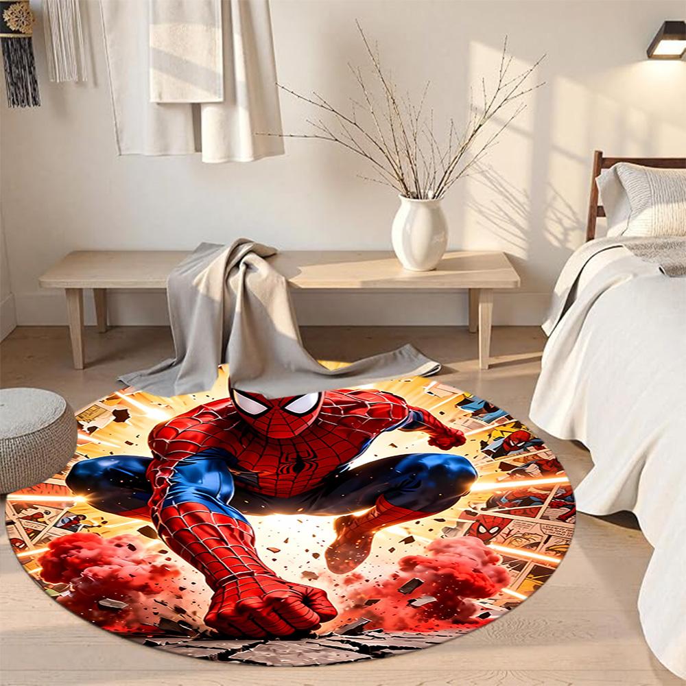 Spider-man Round Floor Mat Design for Dining Room Entryway Decorate room Hallway Antislip Round Carpet Decorate Offices