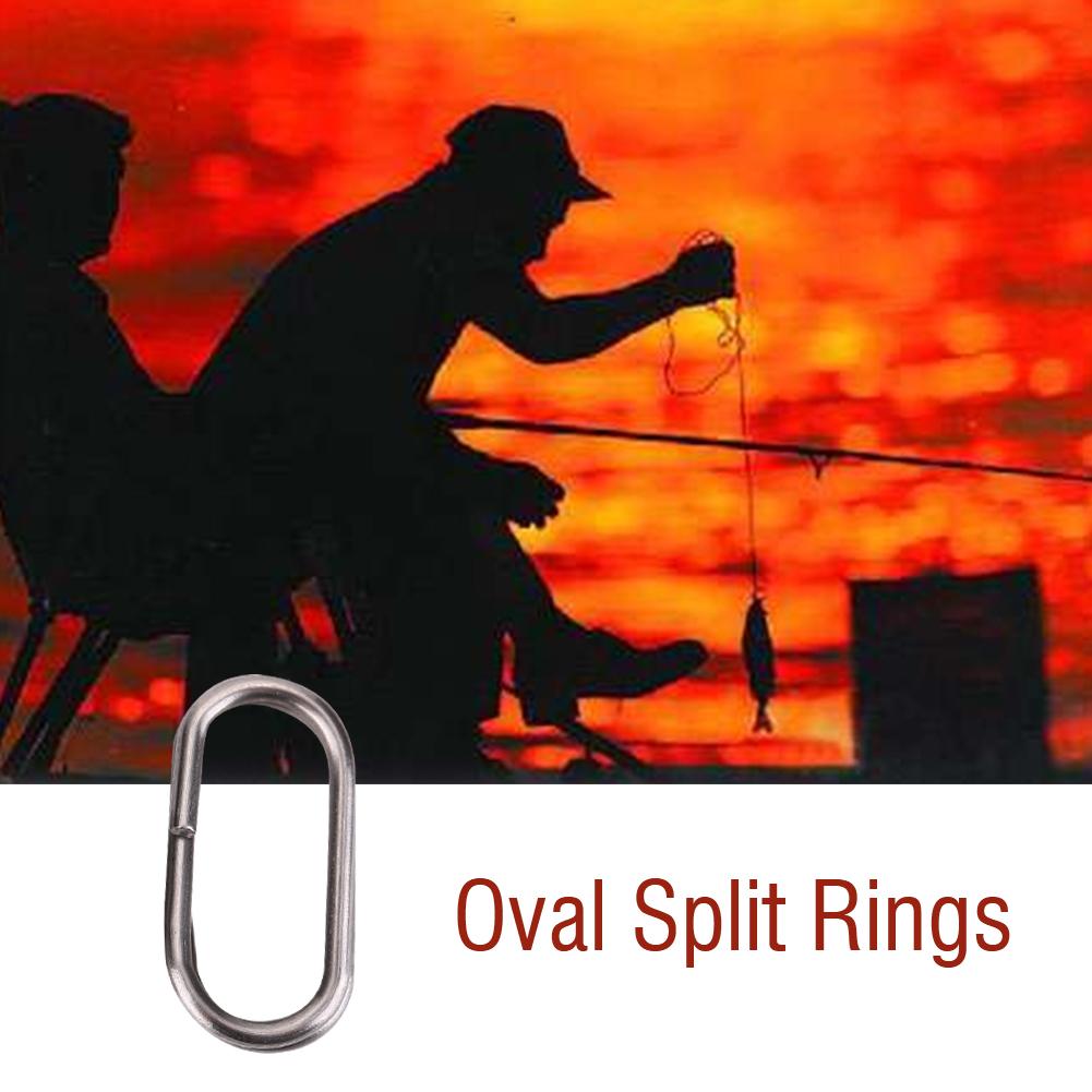 100Pcs Stainless Steel Oval Split Rings Swivel Snap Fishing Tackle Connector(10x19mm)