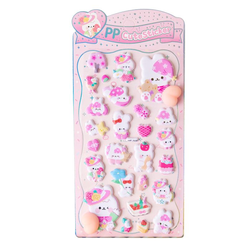 New Noctilucent 3D Cute Animals Fart Peach Stereo Relieve Stress Decals Cartoon 3D Relief Sticker DIY Decor Stickers Supplies
