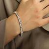 Elegant Zircon Baguette Stone Bracelet – Tarnish-Resistant Stainless Steel Jewelry for Women – Adjustable Length 16-18cm