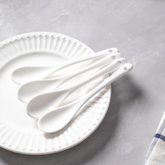 6PCS Porcelain White Coffee Spoons Espresso Tea Sauce and Desserts Ceramic Spoons