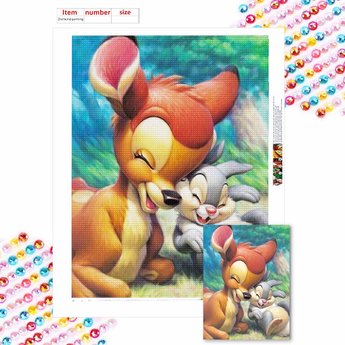 

Алмазная живопись своими руками Бэмби Олененок Набор для вышивания крестиком Мозаичное искусство Алмазная живопись Полный круг Алмаз Домашнее украшение Round 20x30cm