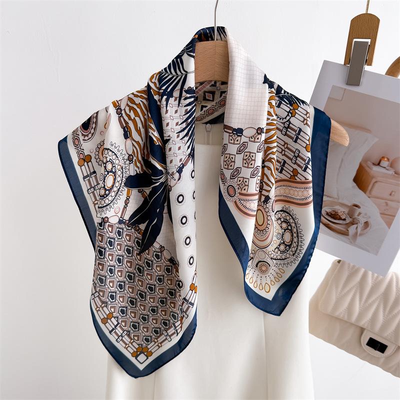 Luxury Brand Silk Square Plaid Scarf Women Satin Neck Hair Tie Band Soft work neckerchife  NEW Hijab Head Female Foulard