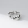 Adjustable Open Ring Women Men Vintage Scroll Leaf Motif Copper Band Retro Boho Chic Jewelry