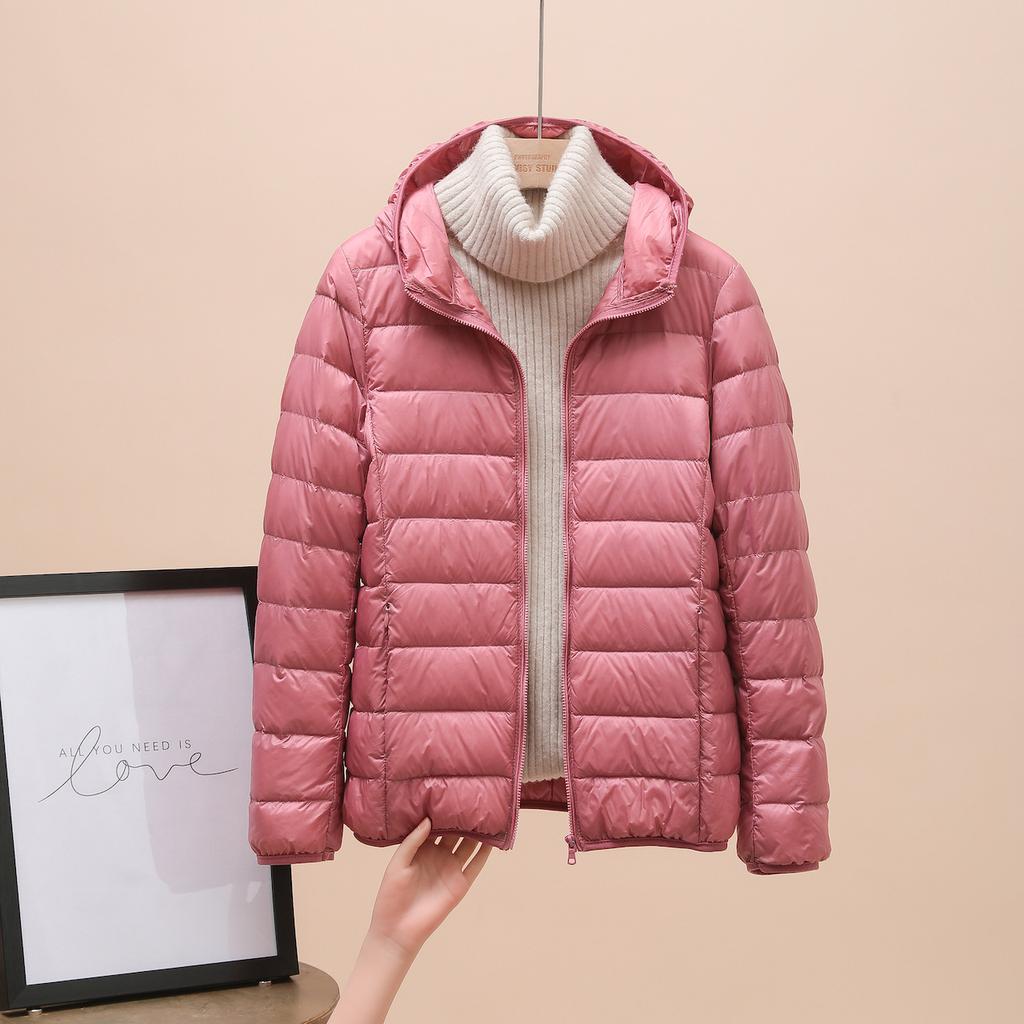 Down jacket women's new short light and thin thickened warm slim white duck down fashion coat