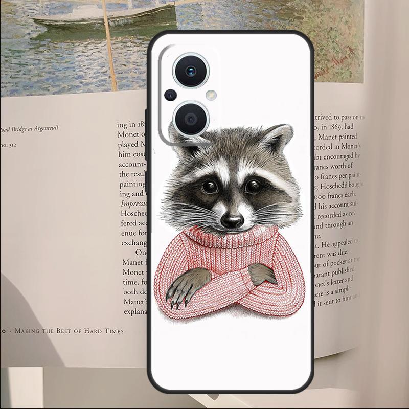 Raccoon Animal Cover For OPPO Reno 14F 11F 12F 13F 10 11 12 13 14 Pro 7 8 Lite OPPO Find X6 X8 X9 Pro Case