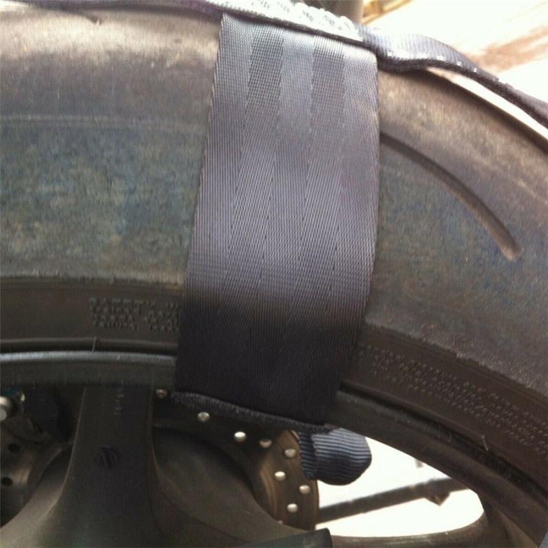 New High Strength Polyester Motorcycle Rear Wheel Transport Bar Tie Down Strap Black