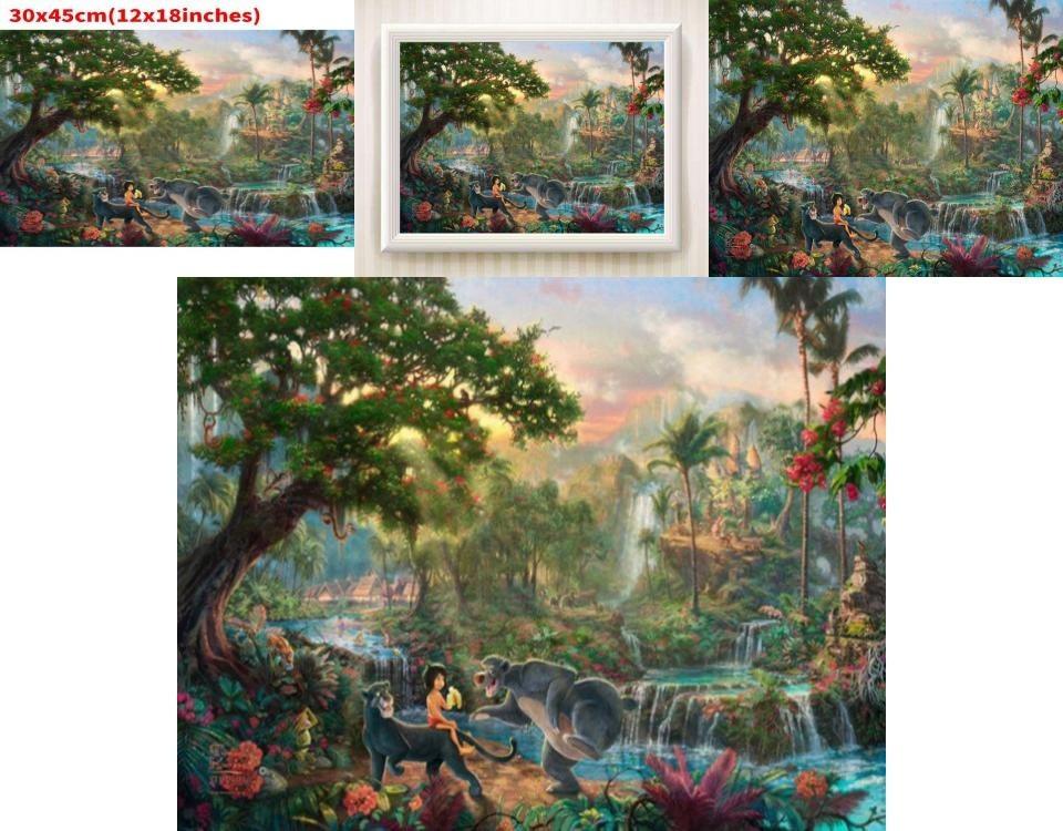 Modern Decorative Mermaid Princess Canvas Painting Cartoon/animation Style Colorful Flower Pattern Framed Spray Painted