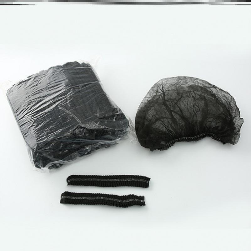 Disposable Black Hairnet Cap - Non-woven Fabric for Industrial Use