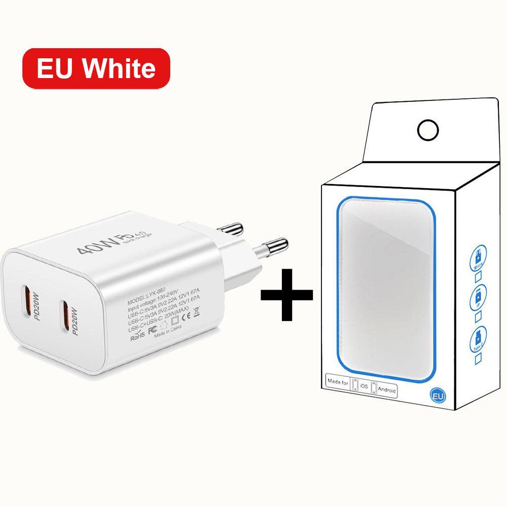 40W Dual PD Type-C Fast Charger for Mobile Phones