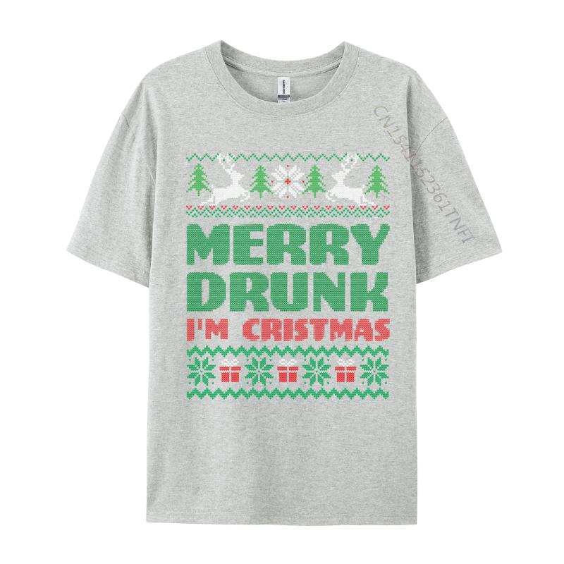 Merry Drunk I Im Christmas I Ugly TShirts Comfortable Tops Tees Fitted Casual Crew Neck Top TShirts