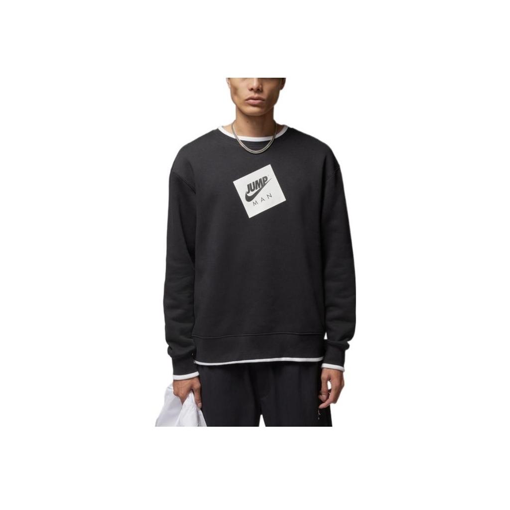Jordan Contrast Logo Patch Crew Neck Pullover Sweatshirt Men Sweatshirt Black DV4524-010