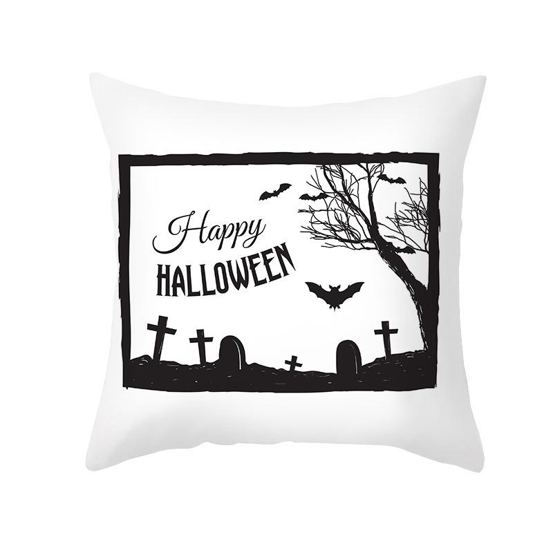 Halloween Pillow Cover New Product Cartoon Pumpkin Castle Print Peach Skin Cushion Cover Pillow Cover