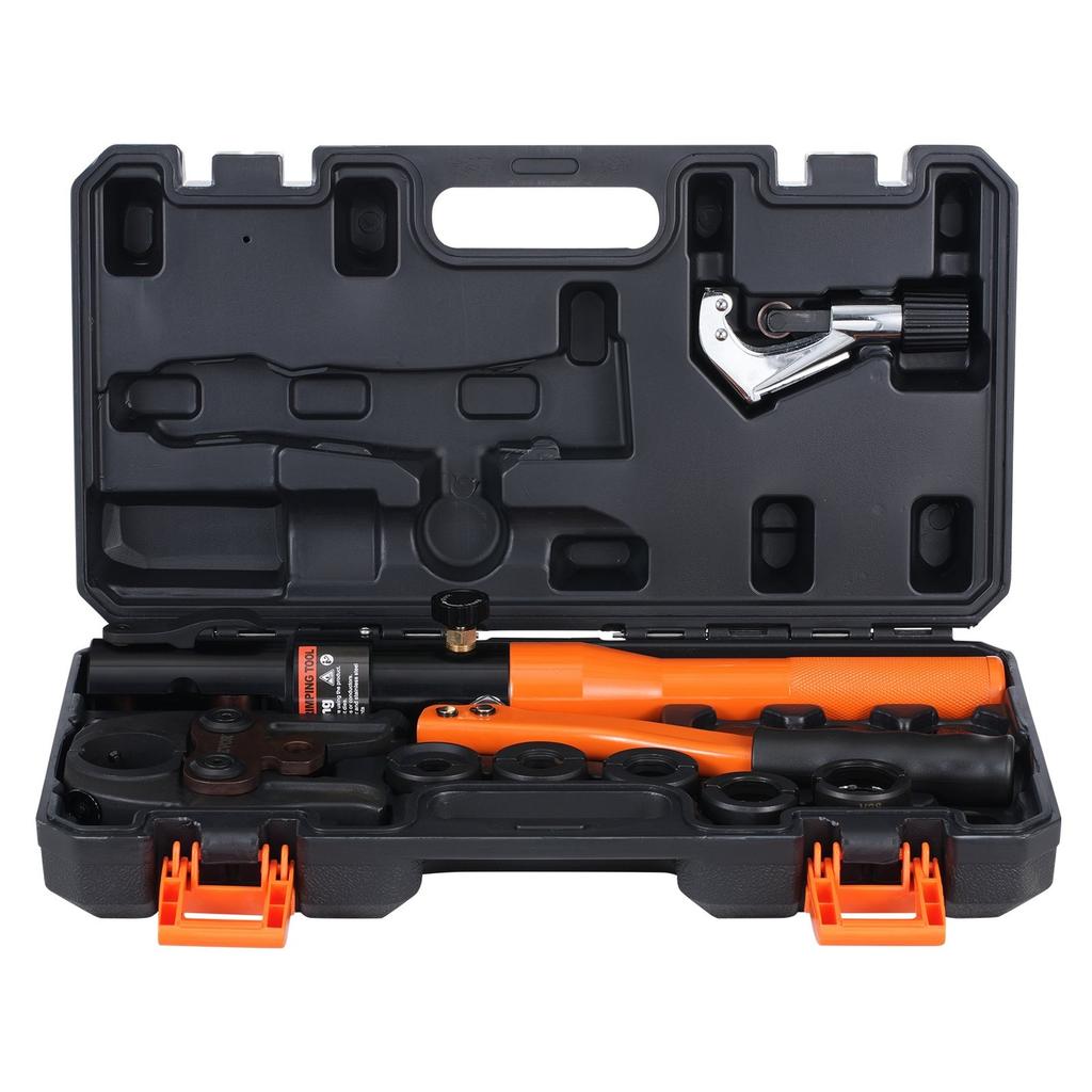 Copper Tube Fittings Crimping Tool with V12/15/18/22/28 Jaws 360° Rotate