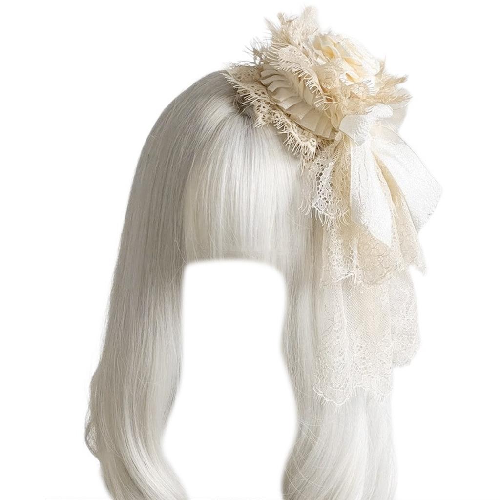 Anime Style Hat Hair Clip for Female Lace Flower Hat Hairpin Unisex Costume Hat Fascinator Hat Halloween Party Supply