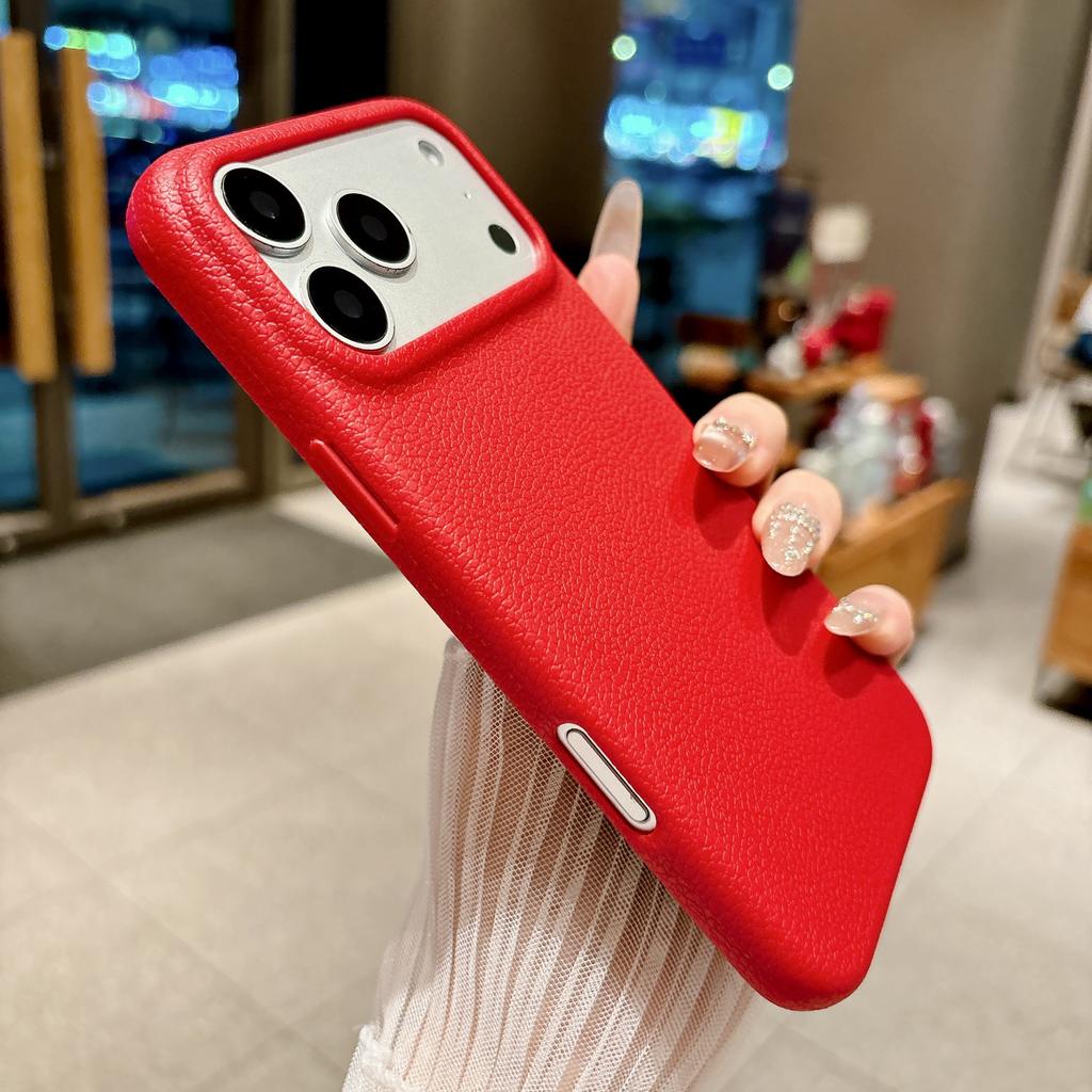 Luxury Lychee Leather Texture Phone Case For iPhone 17 Pro Max 17 Air 16 Plus 15 14 13 12 Pro Max Candy Shockproof Soft Cover