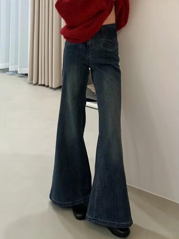 2026 Spring Retro Blue High-Waist Micro Flare Jeans for Women - Slimming Fit with Hip Lift