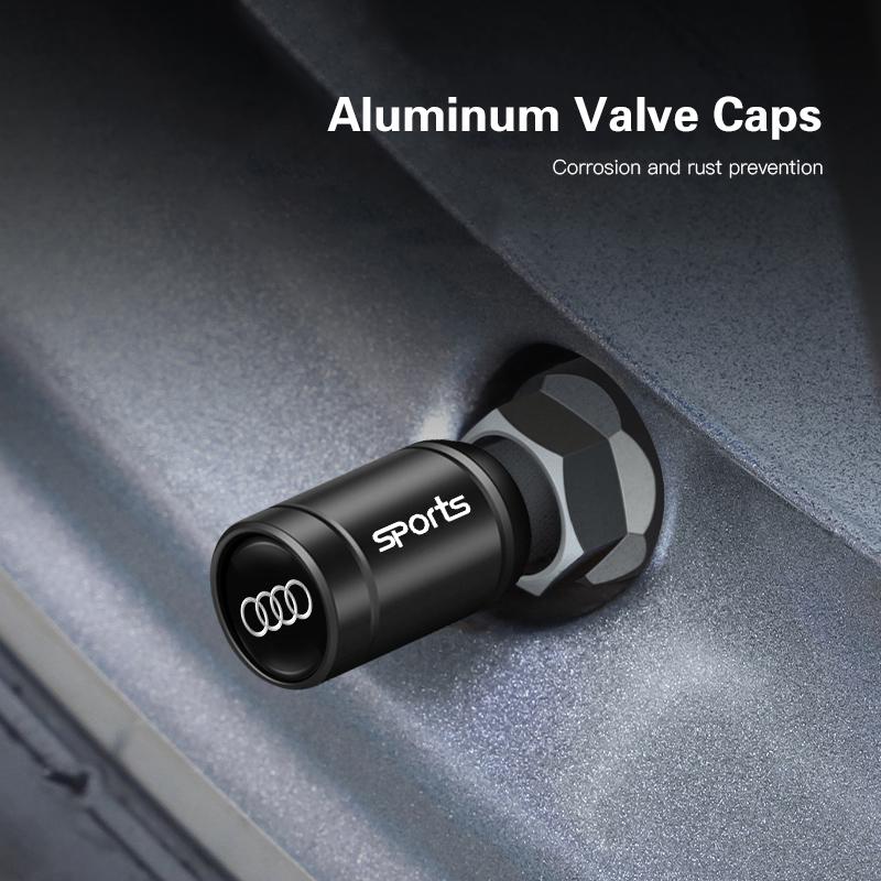 4Pcs Car Emblem Wheel Tire Valve Caps Covers Car Accessories For 2x1 Quattro A1 A2 A3 A4 A5 A6 A7 A8 Q1 Q2 Q3 Q4 Q5 Q6 Q7 Q8 TT 6q