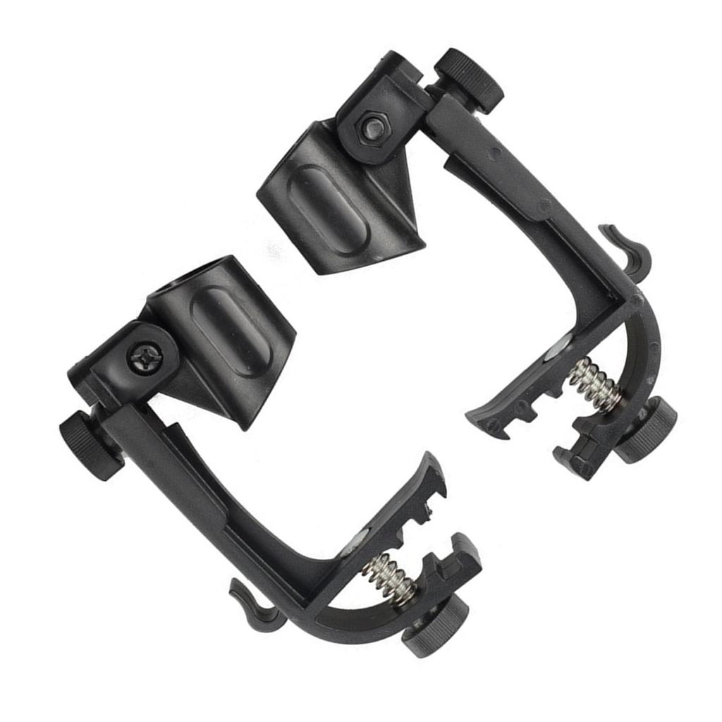 Alomejor Drum Microphone Clip 2 Pieces Adjustable Stand 180° Rotation Shockproof Mount Compatible with 18-28mm Microphones Plastic