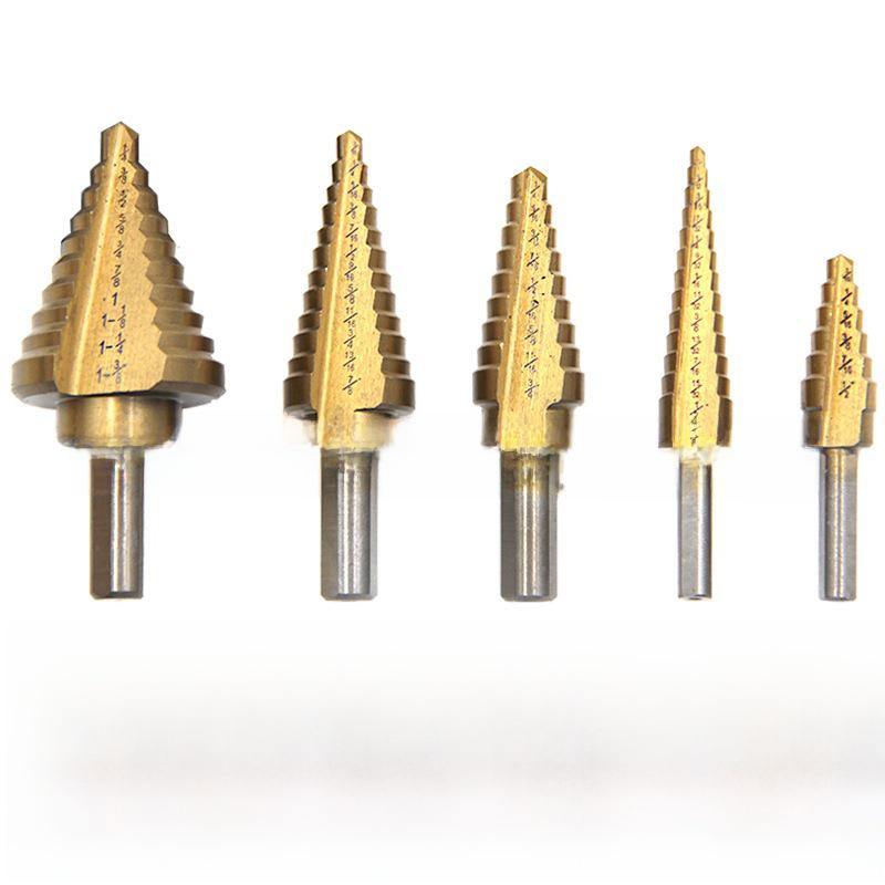 Set popular de 5 burghie treptate din oțel britanic: Turn Triunghiular, 1/4-1-3/8 Inch, Carotă Specială.