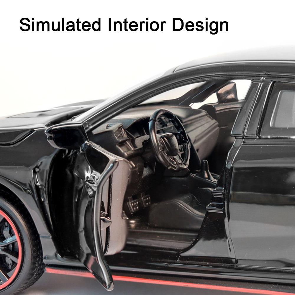 FIQ1 1:32 Honda CIVIC TYPE-R Alloy Diecast Toy Cars Model Simulated with Sound Light Vehicles Collection Toys Children Birthday Gifts