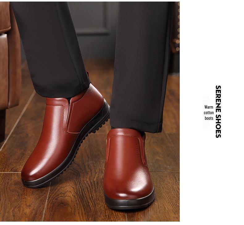 Herren High-Top Winterstiefel aus echtem Leder mit Woll- und Samtfutter