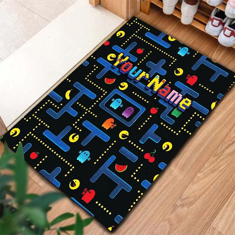 Pac-Man Custom Name Carpet Rug for Living Room Bedroom Home Sofa Decoration,Kids play Non-slip Floor Mat