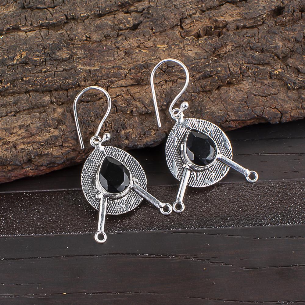 

Украшения из черного оникса, серьги из стерлингового серебра 925 пробы, красивые серебряные серьги с ониксом для свадебного подарка 1.86 Inches чёрный