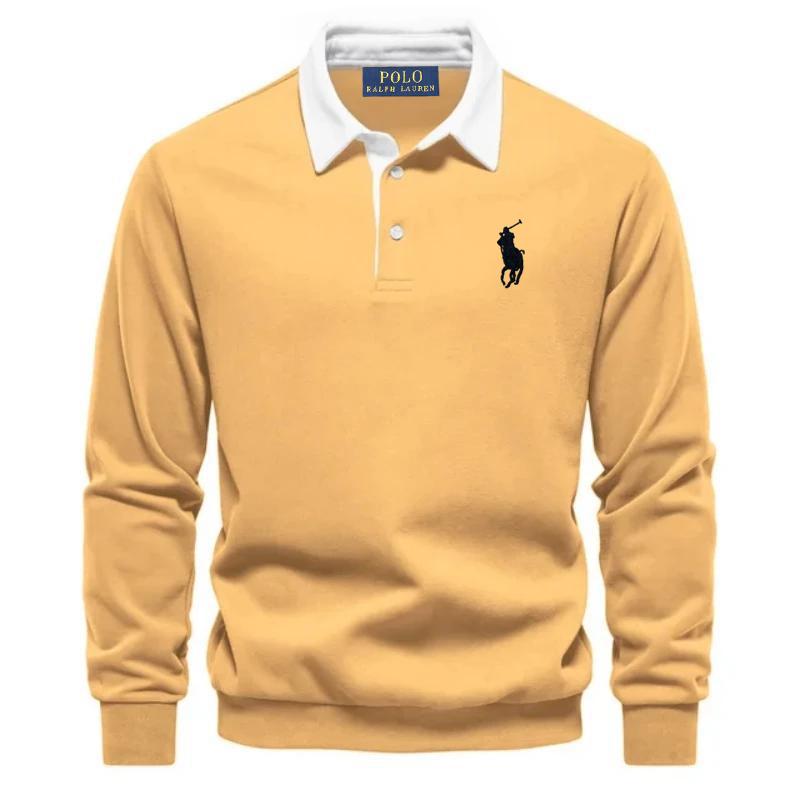 

Мужская рубашка поло с длинными рукавами из чистого хлопка Polo Ralph Lauren Pony Embroidered для осени и зимы L