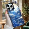 Phone Case: 2D Flat Design Suitable for iPhone 18, 17, 16, 15, 14, 13 Pro, Color Silver Protective Case, Couple Style, Starry Sea Blue Whale, Christma