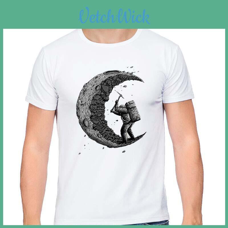 Stylish Digging The Moon T-shirt Men's Customized Printed Funny Cotton Short Sleeve