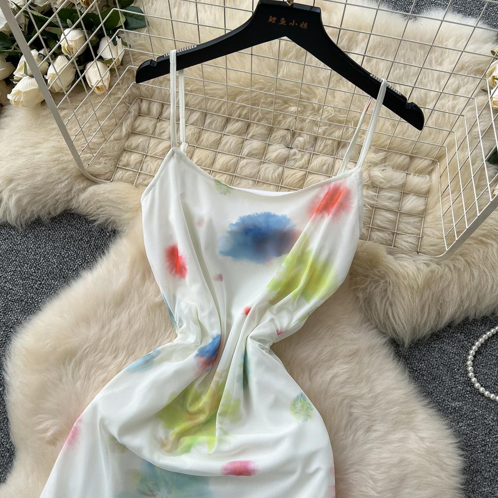 Summer Women Sweet Spaghetti Strap Holiday Beach Long Maxi Slim Bodycon Fishtail Dresses