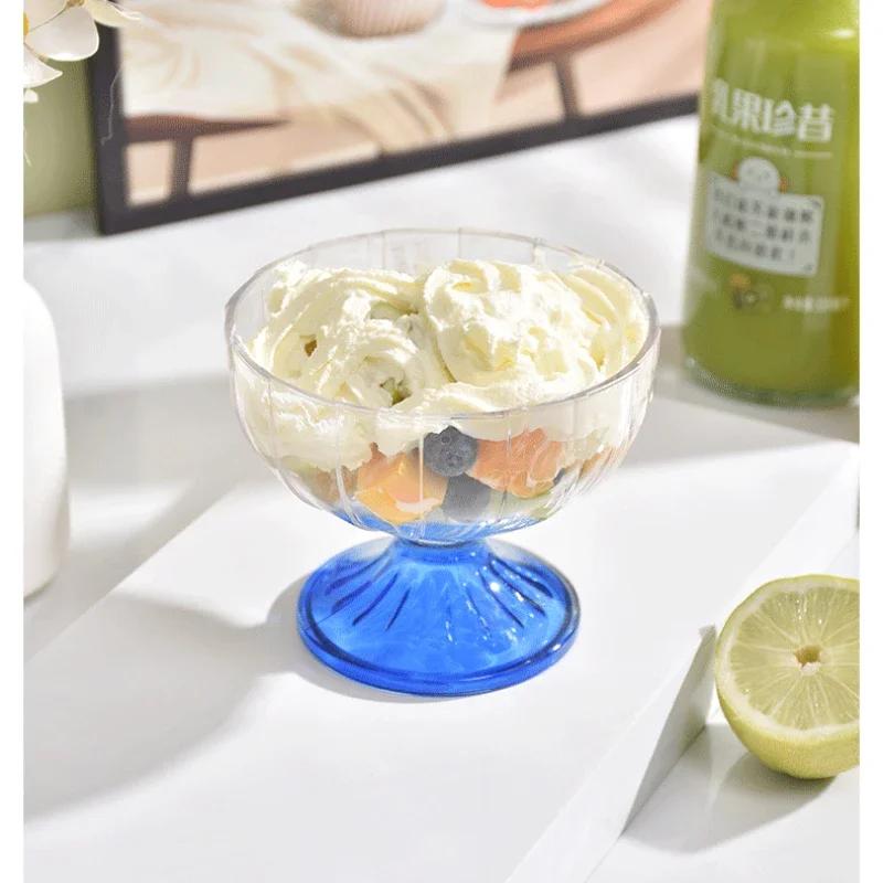 Transparente Salatteller 250ml Klare Kunststoff-Salatschale Für Dessert Shake Kelchglas Geprägter Eisbecher Zuhause