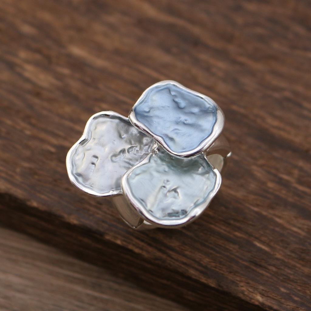 Enamel Geometric Flower Elastic Ring, Women's Fashion High-end Rose Alloy Ring