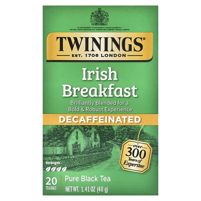 Pure Black Tea, Irish Breakfast, Decaffeinated, 20 Tea Bags, 1.41 Oz (40 G)