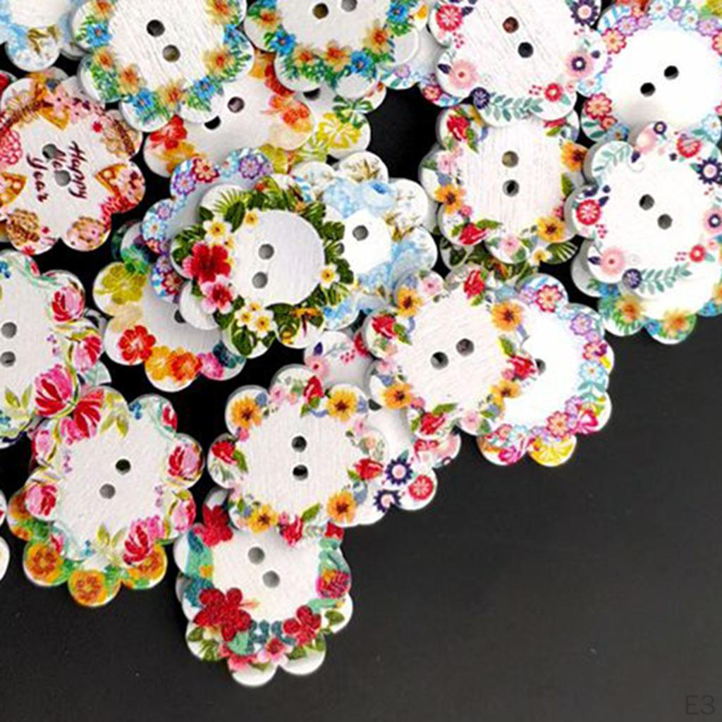 100 0mm Mixed Flower Printed Holes for Sewing Crafting, Cardmaking, Clothing Cushions Embellishments